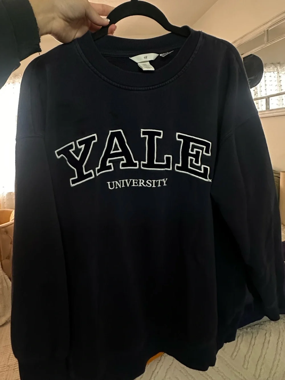 H&M Navy Yale University Embroidered Crewneck Sweater